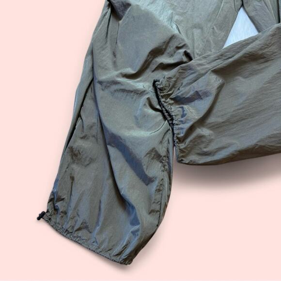 Nylon Elastic Waist Track Pants with Bungee Adjustable Ankles in Khaki Green - Picture 3 of 8